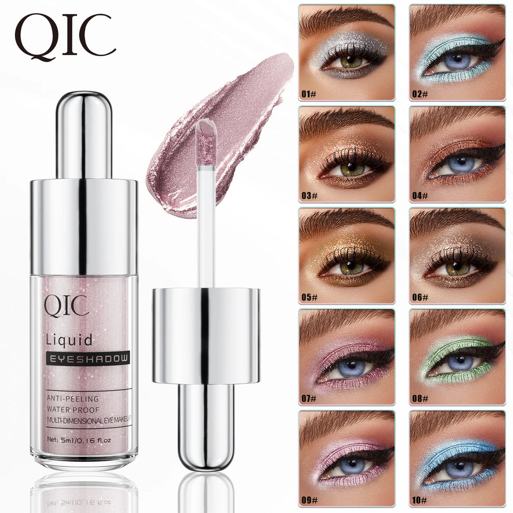 Shiny Liquid Eye Shadow Long- Lasting Shimmer Crease Resistant Quick Dry Easy to Apply with 10 Colors