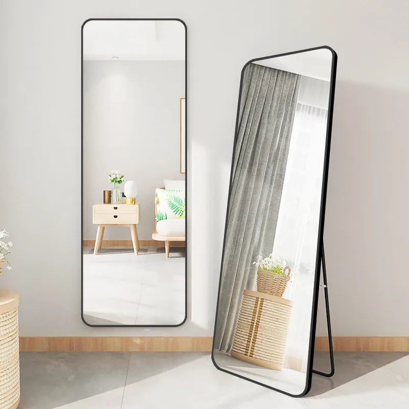 40*150cm Bedroom Full Length Aluminum Alloy Framed Dressing Mirror Hanging Leaning against Wall for Full Body Reflection
