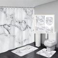 Luxury Abstract Marble Shower Curtain Rug Set Natural Fluid Texture Waterproof Shower Curtains Set