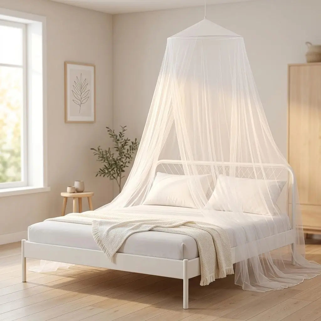 Princess Hoop Sheer Bed Canopy Hanging Mesh Curtain Mosquito Net for Home King Size Beds Children's Camping Portable All-Season