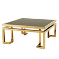 Wholesale Metal Frame Stainless Steel Centre Table Basse Modern Living Room Furniture Luxury Golden Square Glass Coffee Table
