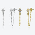 FUAMAY Sterling Silver 925 Jewellery Round Zircon Tassel Chain Flower Earrings for Women