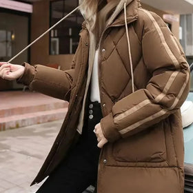 2023 Winter Women Down Cotton Jacket Female Jacket New Loose Thicken Warm Fake Two-Piece Coat Long Ladies Loose Zipper Parkas