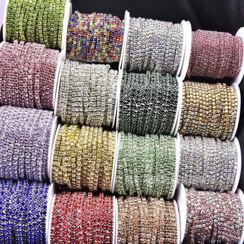 Yantuo Wholesale Ss6ss8ss10ss12ss16 Close Trimming Strass Claw Chain Crystal Cup Chain Rhinestone Rhinestones Glass Rolls
