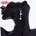 Latest Designs Round Shaped Gold Cz Diamond Drop Earrings for Women
