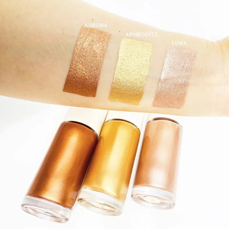 Private Label Single Highlighter Makeup Shimmer Bronzer High Pigment Face Body Liquid High Ligter Custom logo