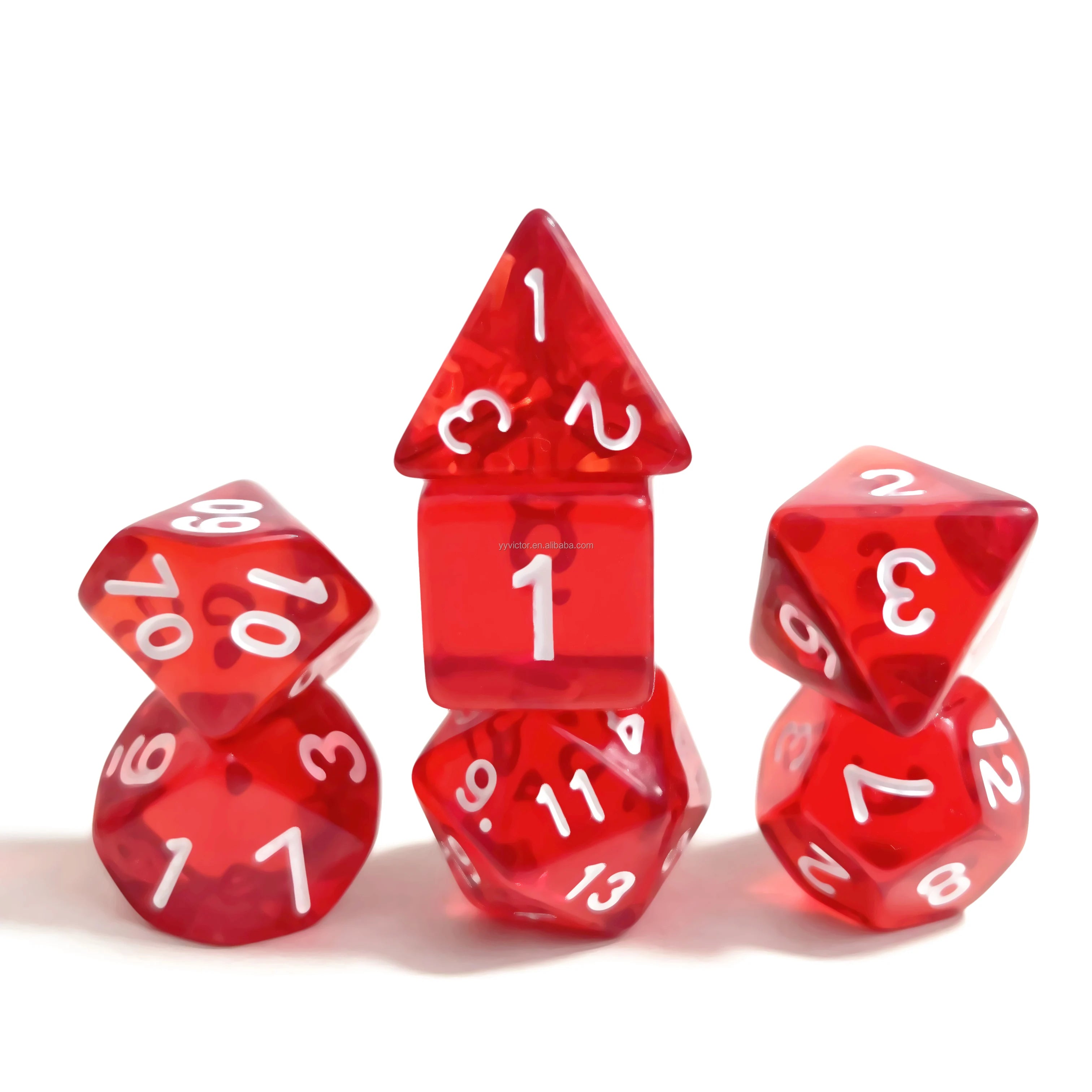 20-Sided Plastic Game Dice SET Custom Jelly Clear RTS Transparent Polyhedral RPG Colored DND 7 Pcs Per Set