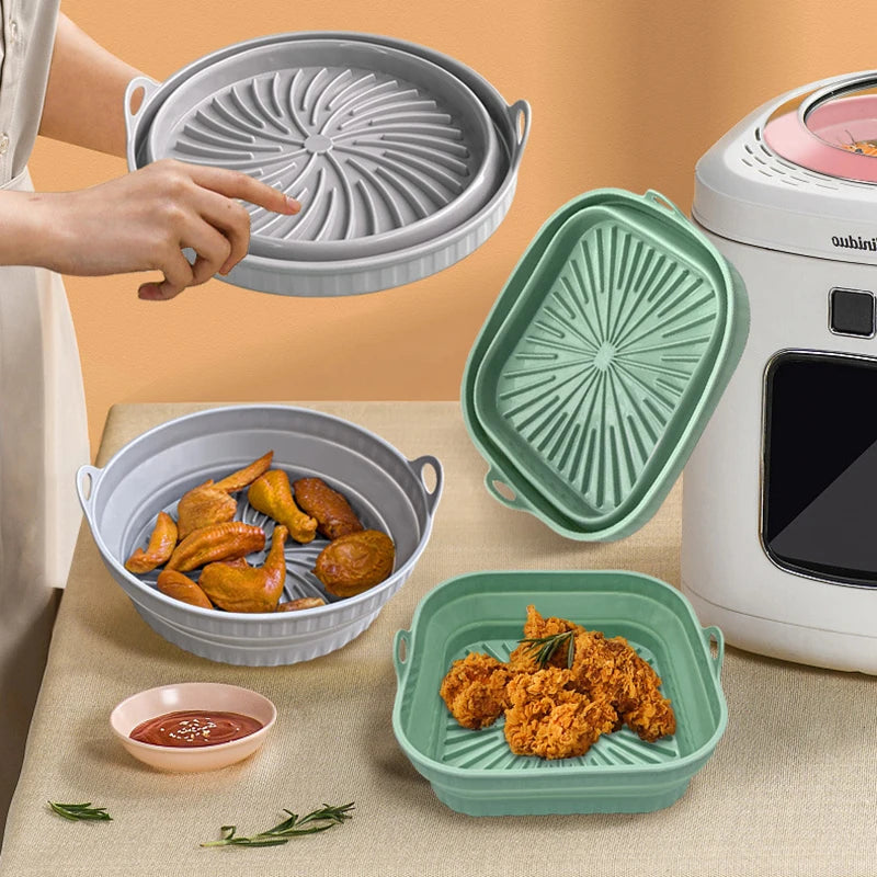 Foldable Reusable Non-stick Air Fryer Silicone Pot Compatible with Air Fryer Basket