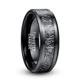 Alin Factory Price Men's Tungsten Carbide Wedding Rings Black Inspired Meteorite Dark Branches Design Ring