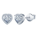 Stylever Women's 0.5CT/1CT D Color Moissanite Diamond Heart Halo Stud Earrings 925 Sterling Silver Luxury Wedding Jewelry