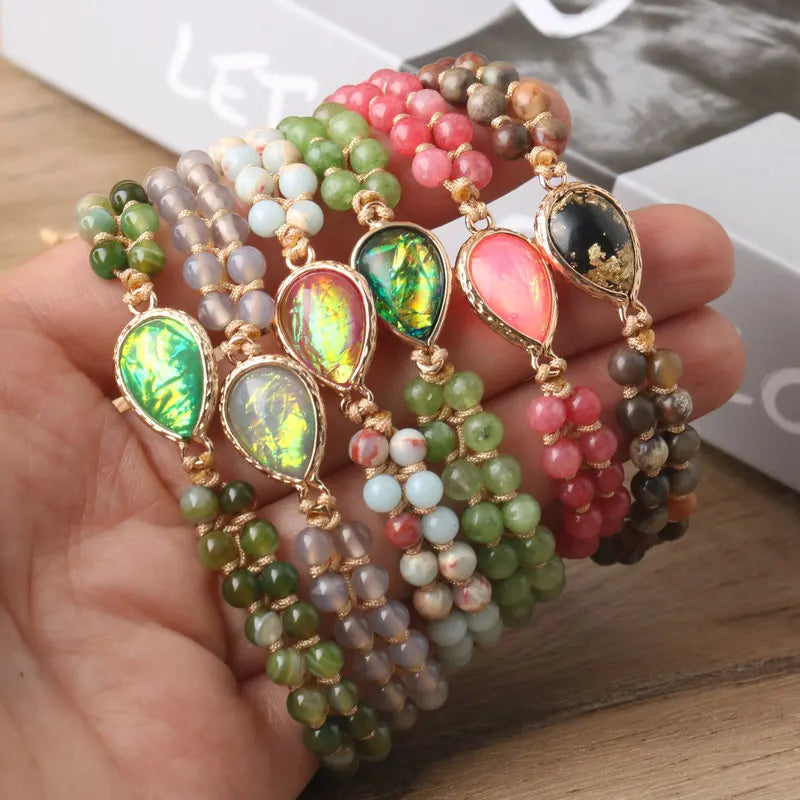 4mm Healing Crystal Bracelet Natural Gemstone Beaded Bracelet Handwoven Opal Jasper Bracelet Gift for Women Girls Drop Shipping