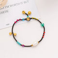 Fashion Women's Handmade Crystal Beach Anklets Trendy Leg Link Pear Rope Chain with Bell Wholesale Simple Pearl Stone Anklets