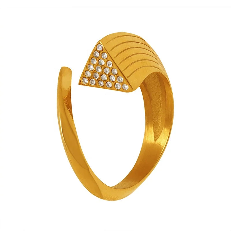 Fashion Wholesale Jewelry Women Zircon Rings Jewelry Rings Trendy Stainless Steel Gold Engagement Ring