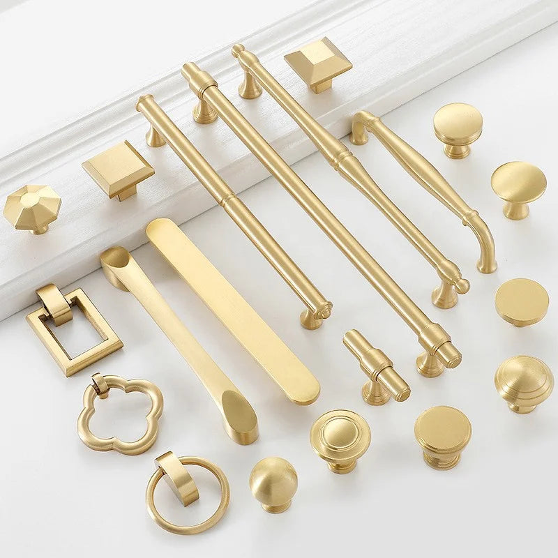 Hot Sale Brass Gold Kitchen Handles Drawer Knobs Cupboard Wardrobe Pull