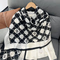 2025 Women's Bali Yarn Linen Headscarf Shawl Carpet Autumn Leaf Diamond & Argyle Bows Pattern Printed Polyester Material