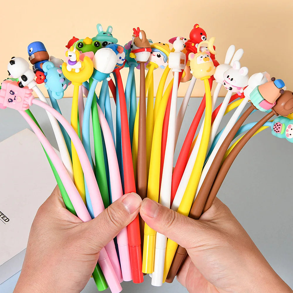 Creative Cute Blue 0.5mm Gel Pen for Primary School Students High Value Cartoon Rocking Design for Stress Relief Student Plastic