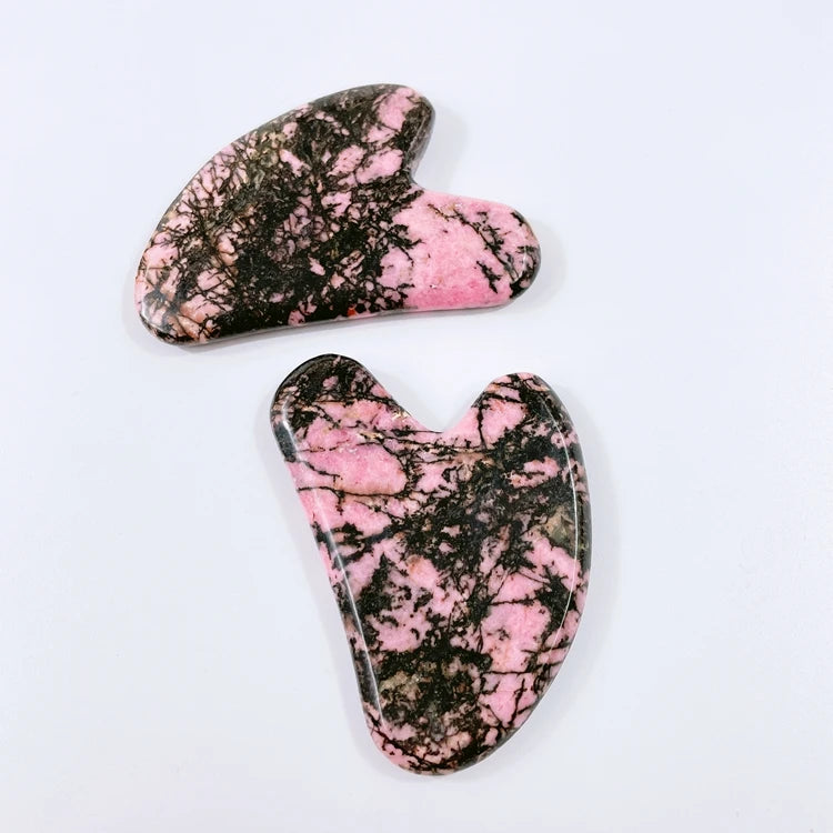 Huiying Heart Shaped Gua Sha Stone Rhodorite Jasper Stone Scraping Massage Tool Board
