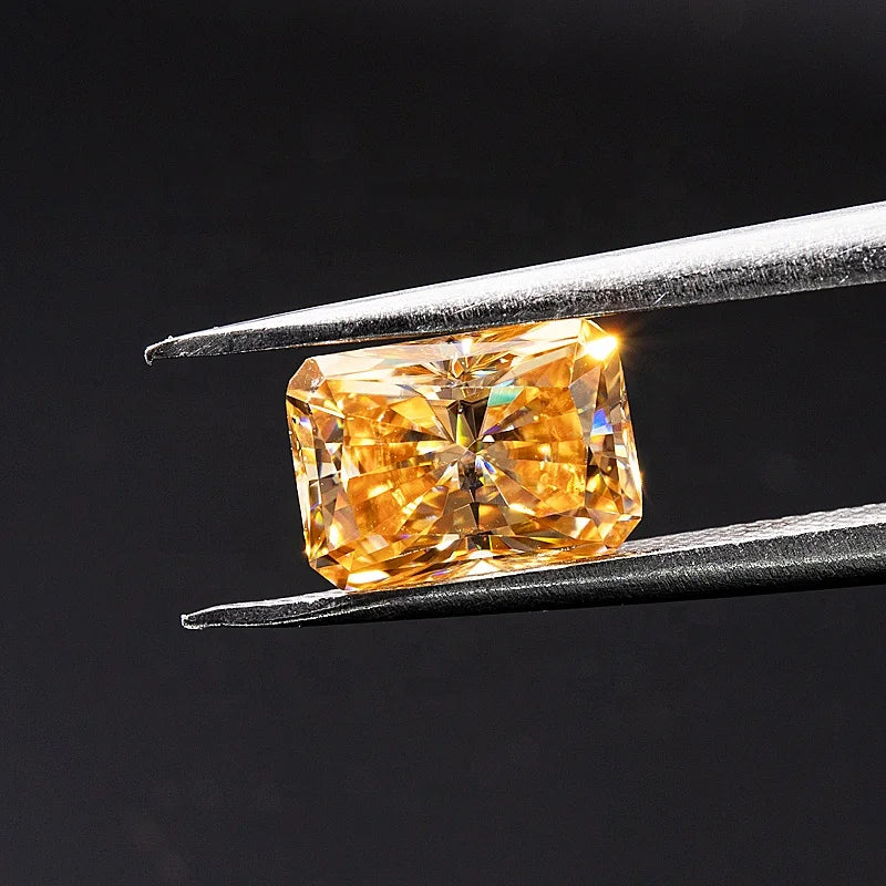 Pass Diamond Test Champagne Color Radiant Cut  Loose Moissanite Stone for Jewelry