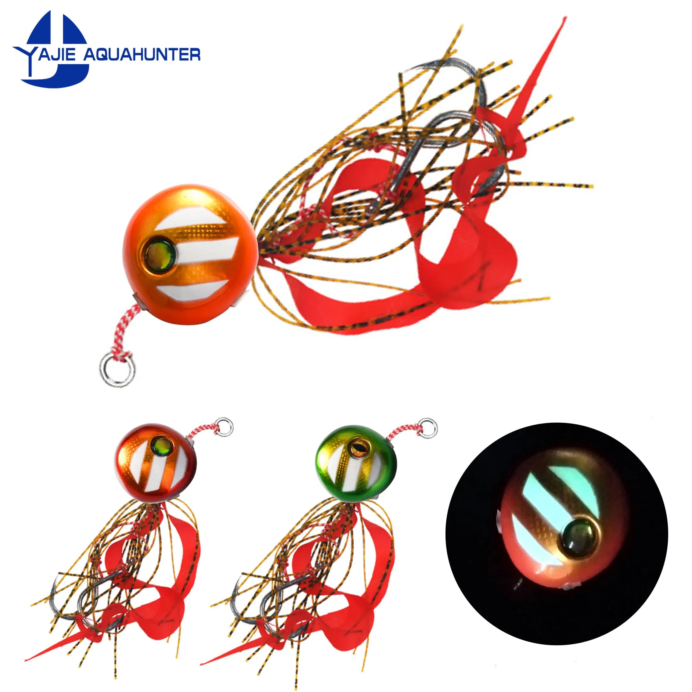 60g-200g Metal Lead Head Madai Jig Skirts Lures Slider Snapper Jig Luminous  Kabura Marlin Inchiku Jig Lure with Hook