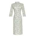 New Lace Mid Length 3/4 Sleeve Daily Qipao Improved Young Style Long Lace Dresses Women Ladies Elegant Night Dress Cheongsam