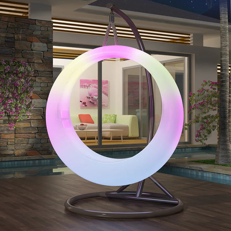 16 Color Change Decor Lighting Plastic Outdoor Garden RGBW LED Swing Lighted Hanging LED Illuminated Patio Swings Chair
