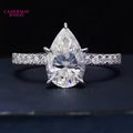 Rhodium Plated 925 Sterling Silver Moissanite Engagement Eternity Ring 3ct Pear Shaped Moissanites Diamond S925 Ring