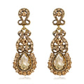 2022 New Fashion Women Bohemian Golden Long Drop Earrings Wedding Earrings Jewelry Gift Vintage Colored Crystal Earrings