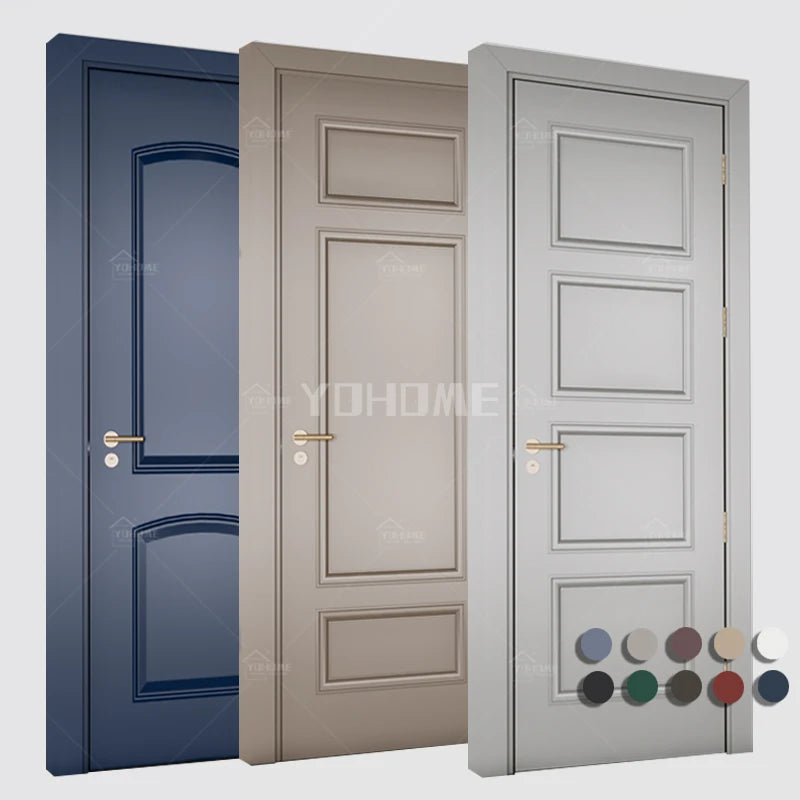 China Yohome Factory Custom Wood Door for Modern Internal Room Wooden Flush Door Paint Interior Door