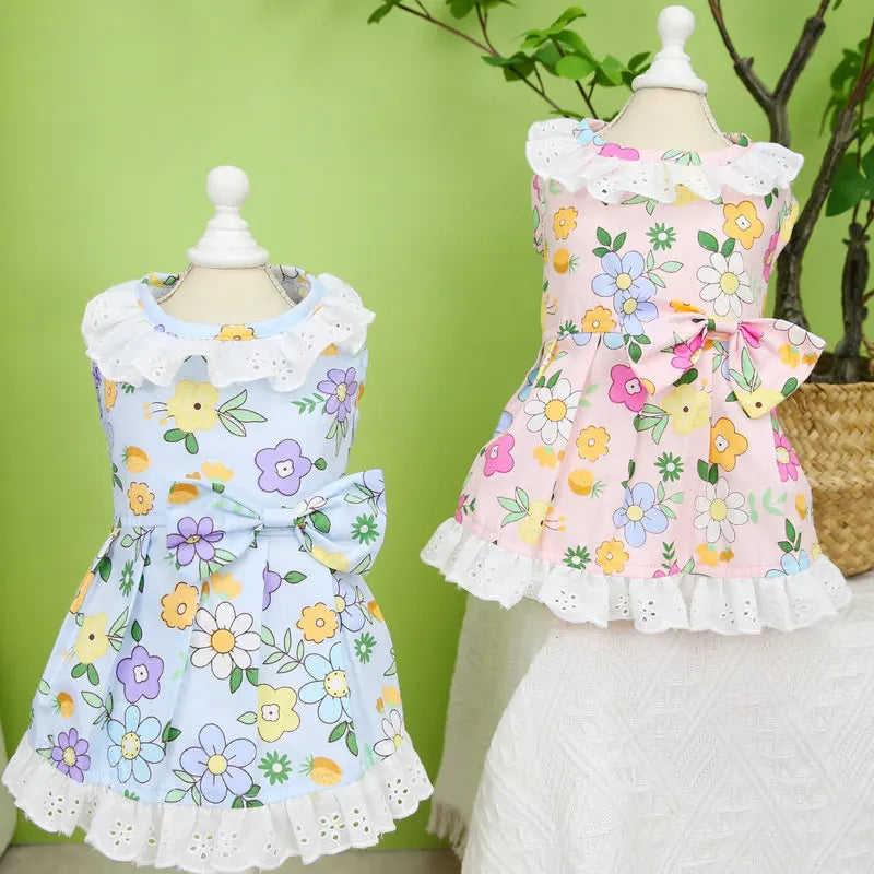 Pet Clothes - Teddy Sweet Floral Lace Skirt for Small and Medium-sized Dogs - Pet Supplies