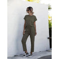 F230063 Custom Hoodie Tracksuit 2 Piece Pants Sets Women Casual Short Sleeve T Shirt Long Pants Trousers Suit Women Hoodie Set