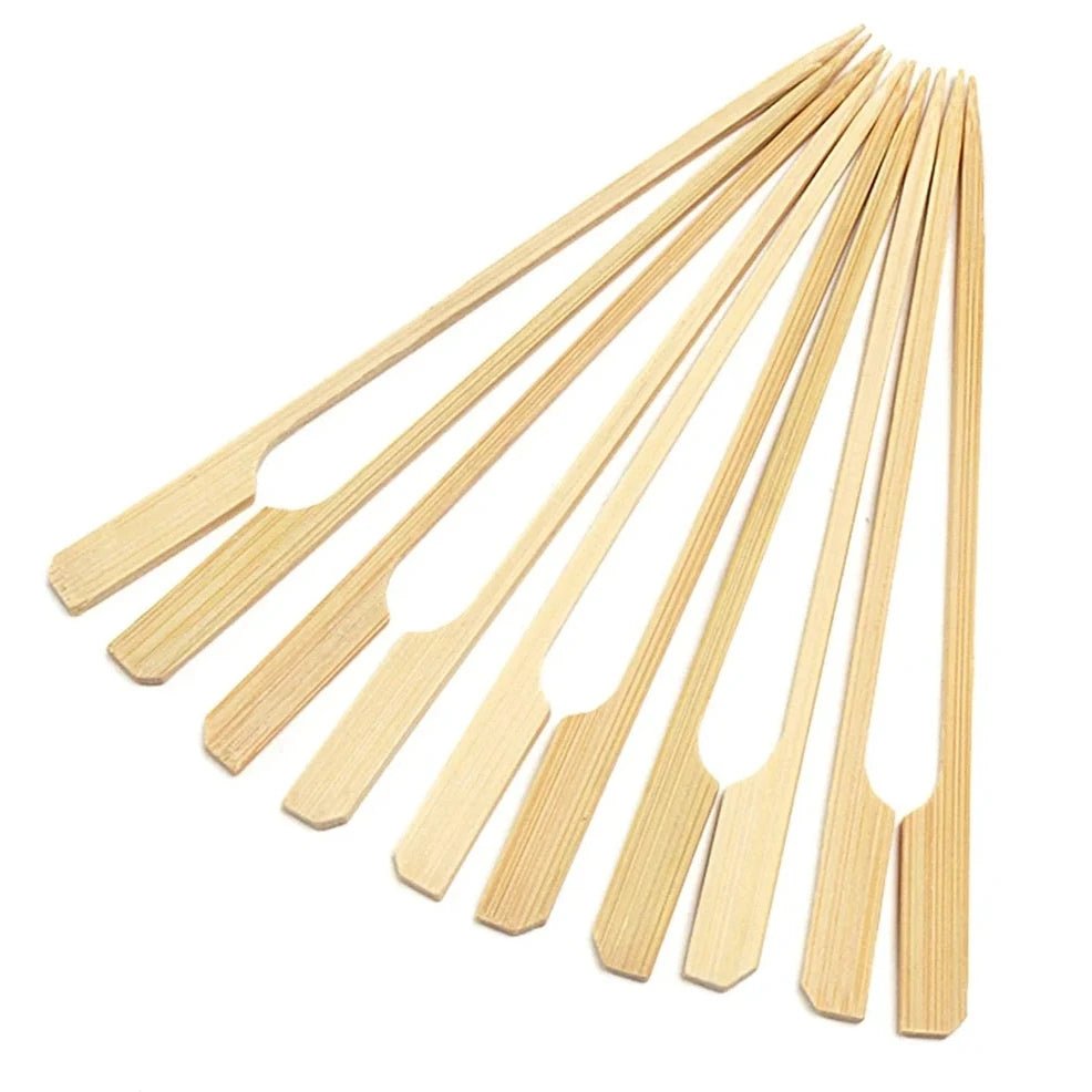 Biodegradable Paddle Rotating BBQ Skewer Disposable Bamboo Gun Skewer Burger Bamboo Sticks With Customize Logo
