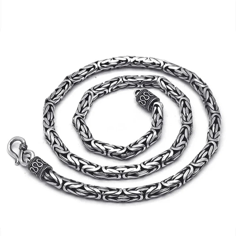 BOCAI S925 Sterling Silver Necklace New Fashion Thick 4mm-7mm Link Chain Argentum Jewelry with Gold for Women and Men
