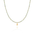 Fenny Wholesale 18K PVD Plated No Fade Luxury Vintage Blue-green Rice Bead Teardrop Pendant Stainless Steel Necklace for Women