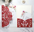 Dark Red Laser Glitter Pocket Invitation Card Laser Cut Paper Wedding Invitations and Birthday Invitation Cards MegaBDM