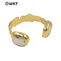 WT-MPB045 Adjustable Fashion Elegant Women Pearl  Yellow Brass Bangle New Design with 18k Gold Plated Bangle Pearl Bangle
