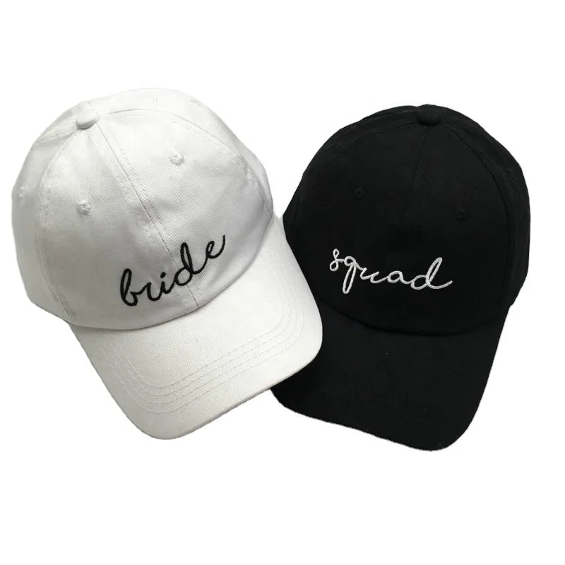 Women's White Embroidery Baseball Dad Caps Fashionable Wholesale Wedding Hats Bride Groom Wedding Ceremony American Printed