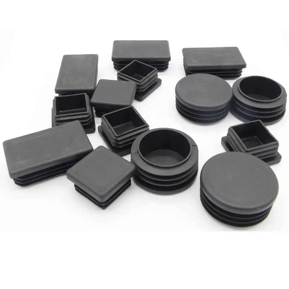 Plastic Square Tube Plugs Black 25MM Anti-Slip Eco-Friendly End Plugs Inserts for Furniture Pads and Hardwood Floor Protection