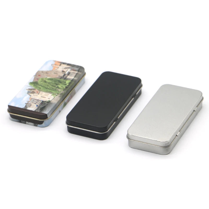 Factory Cheap Stock Wholesale ODM OME Black Empty Metal Storage Box Rectangle with Hinges Tin Box Tin Can