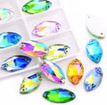 Fashion Colorful AB Horse Eye Glass Crystal Sew-on Stone Double Hole Glass Stone for Clothing Accessories