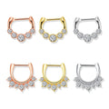Simple Exotic Stainless Steel Nose Ring Stud Initial Double Hoop with Nipples Belly Tongue Flower for Men and Women