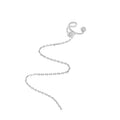 WMET425 Silver Long Ear Wire Chain Earrings 925 Sterling Silver With Bead Ear Cuff Clip on Earring for Fashion Women Girl Gift