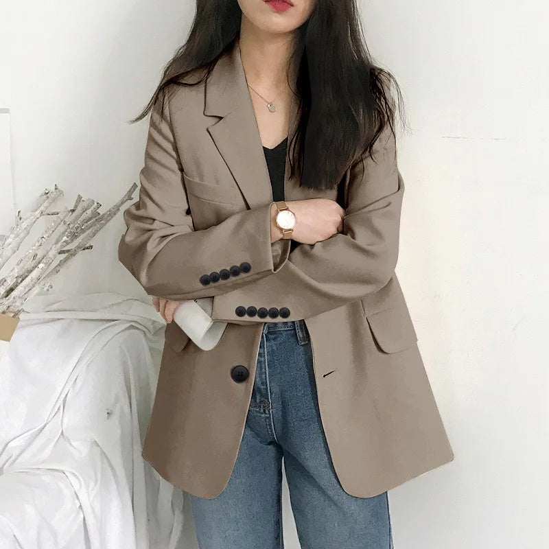 Elegant Formal Buttons Long Sleeve Single-breated Blazers Office Lady Women Blazer Eyegemix Fashion Tops