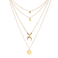 2024 New Fashion Multi Layer Choker Pendant Necklace Moon and Disc Necklace Jewelry for Women