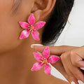 Simple Fashion Metal Oil Drop Flower Stud Earrings Jewelry Gifts New for Women