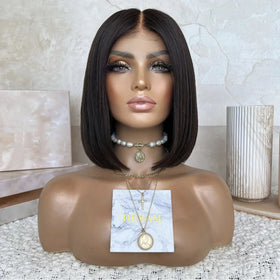 12 Inches Short Cut Bob Wig Bleached Knots Virgin Remy Full Cuticle Human Hair Film Hd Invisible Lace Front Wigs