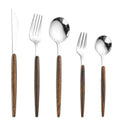 Eco Friendly Steak Knife Flatware Set Silverware Cutlery Stainless Steel Spoon with Wood Handle