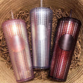24 oz Venti plastic Tumbler Studded Tumbler With Lid and Straw