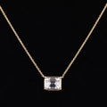 Starsgem Hot Sale Jewelry 14K Yellow Gold 7X10mm Emerald Cut D Color Moissanite Pendant Gold Chain Necklaces for Girl