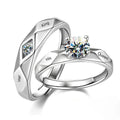 Custom Couple Ring Engraved Letter His Queen Her King Zircon Micro Paved Open Adjustable Wedding Rings
