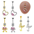 Gaby Shiny Stainless Steel Belly Button Ring Surgical Steel Heart Body Jewelry Cute Wedding and Party Piercing